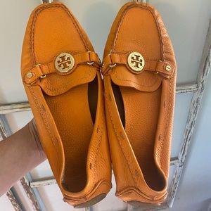 Tory Burch Orange Stamped Leather Driving Loafer